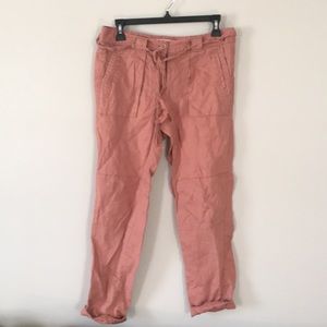 Loft blush linen cargo utility pants size 2